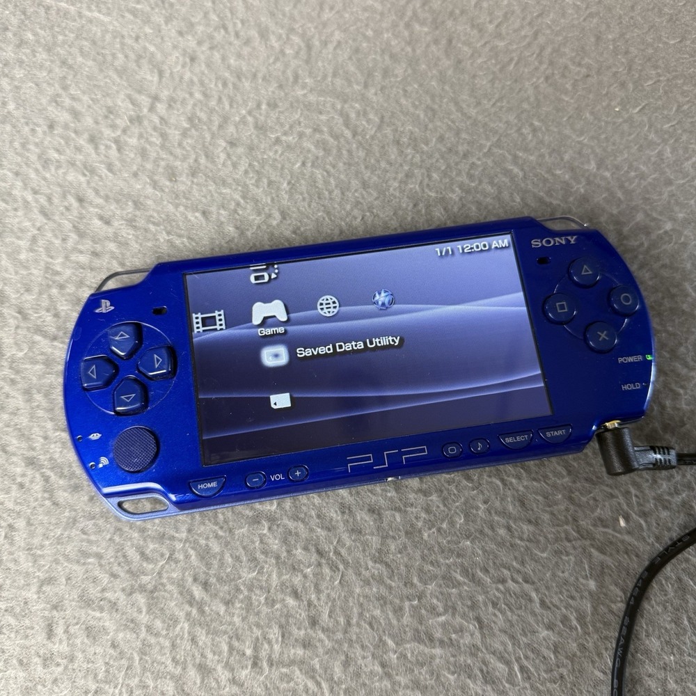 Sony PSP 2001 Metallic Blue Handheld System Console  - Please Read!